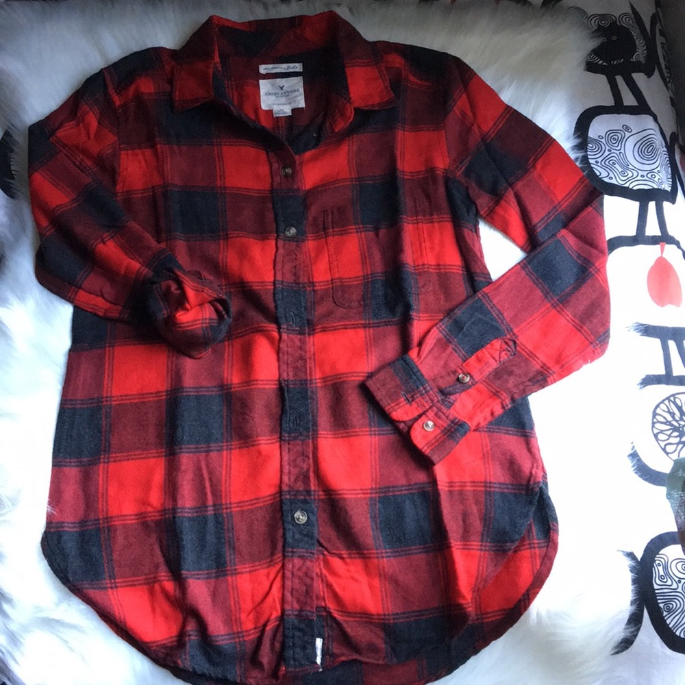 American Eagle plaid button up Sz XXS